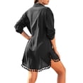 thumbnail image 2 of Camisa de cobertura para traje de baño para mujer Yincro con borlas, negra, XL, 2 of 3