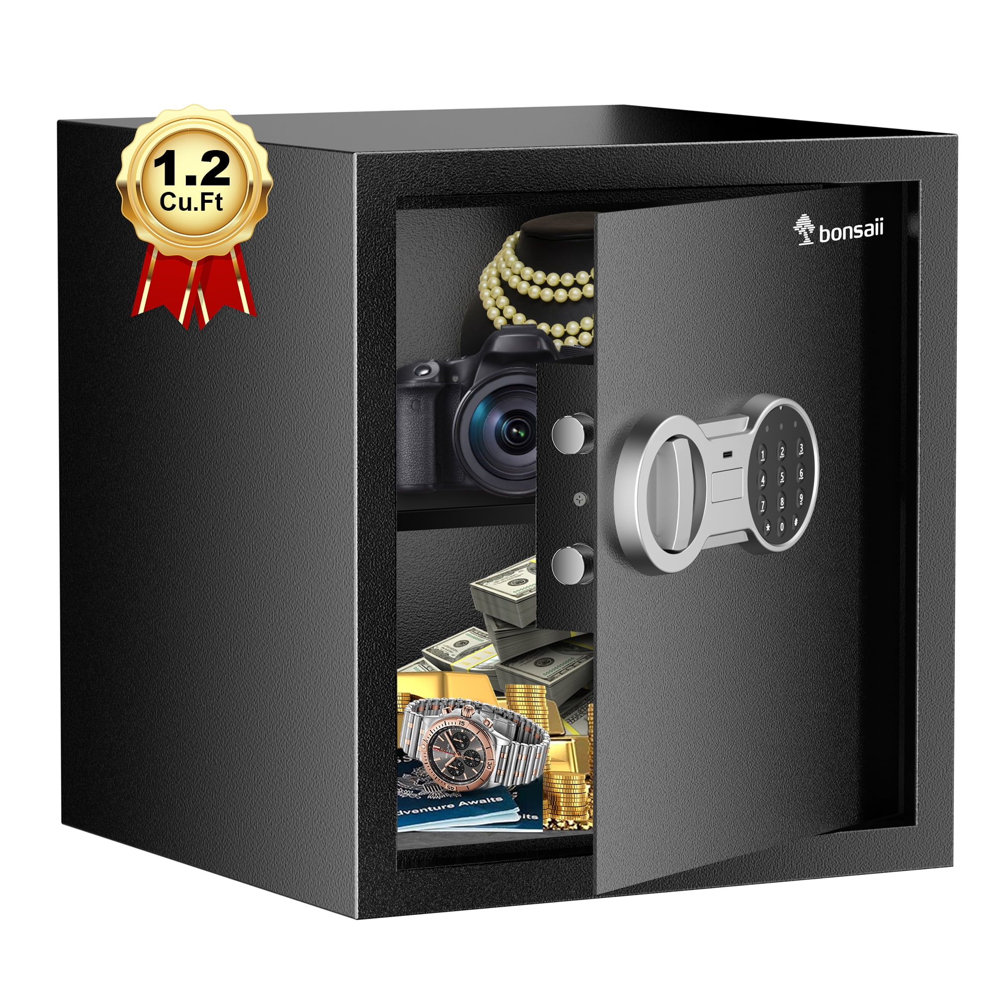 Bonsaii 1.2 Cubic Feet Safe Box Electronic Security Document Safe with Digital Keypad Lock for Home Office Hotel