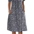 thumbnail image 4 of FASHIONWT Women Vintage Easter Printed Short Sleeve Crewneck Midi Pockets Dress, 4 of 4