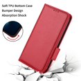 thumbnail image 5 of Wallet Case for Samsung Galaxy Z Fold4, Soft Silicone Lychee Pattern PU Leather Shockproof Flip Cover with Card Slots Holder Magnetic Clasp Lock Drop Resistant Kickstand Phone Case,Red, 5 of 5