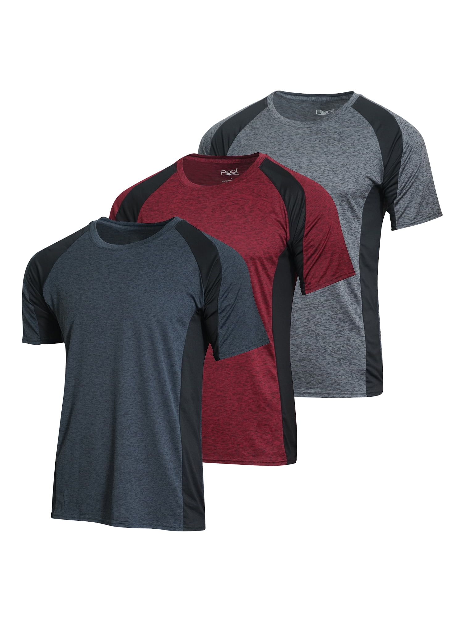 Real Essentials 3 Pack Men’s DryFit Moisture Wicking Active Athletic