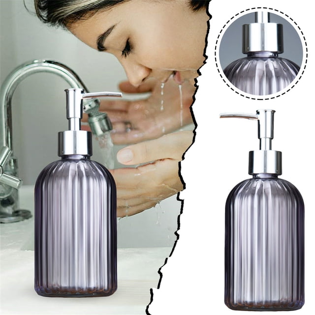 WIFKLSIIPG Grand Distributeur de Savon Manuel Bouteille en Verre Transparent (Transparent)