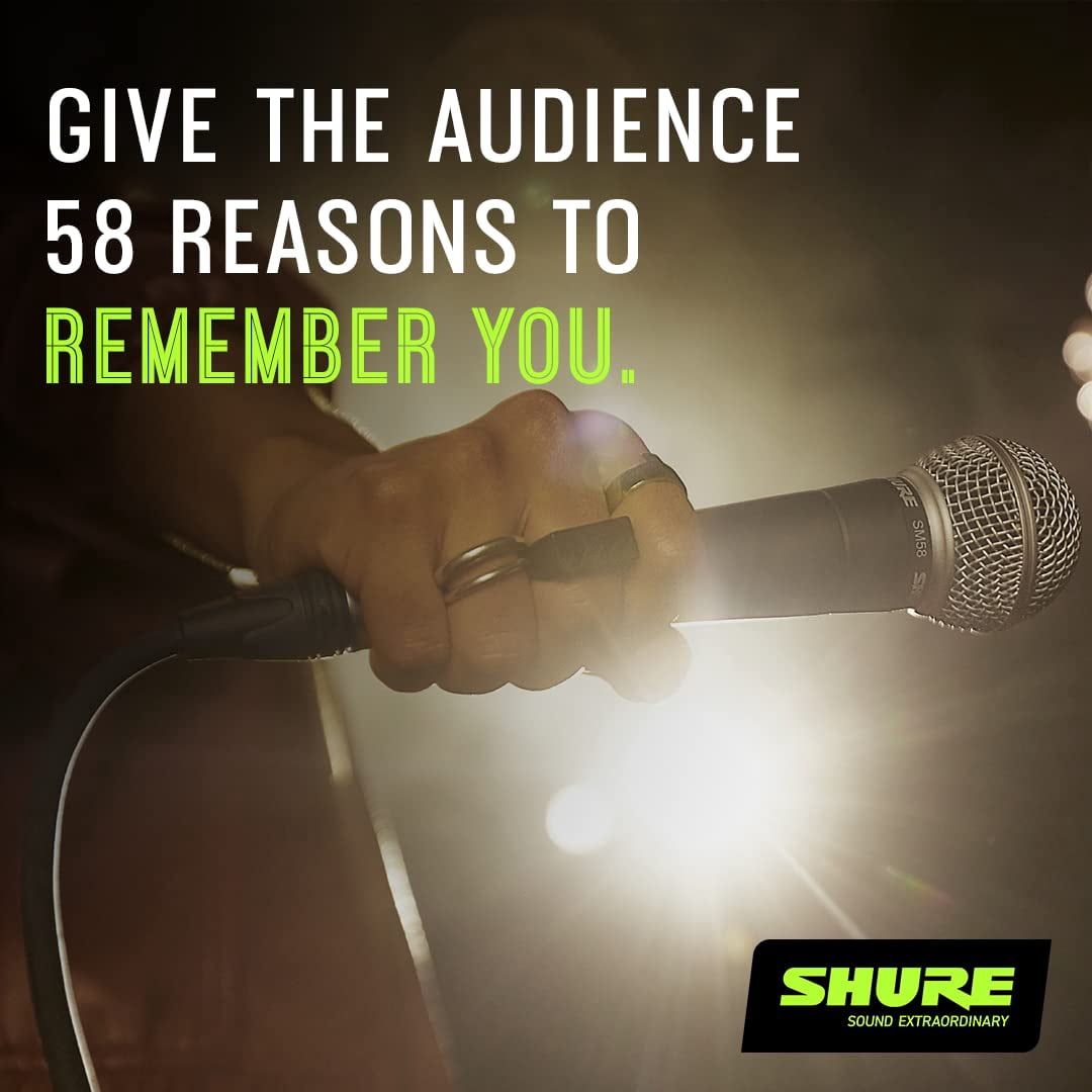 Shur.e SM58 Professional XLR Dynamic Vocal Microphone – Cardioid Mic for Live Performance, Studio Recording, Podcasting & Broadcasting (SM58-LC)