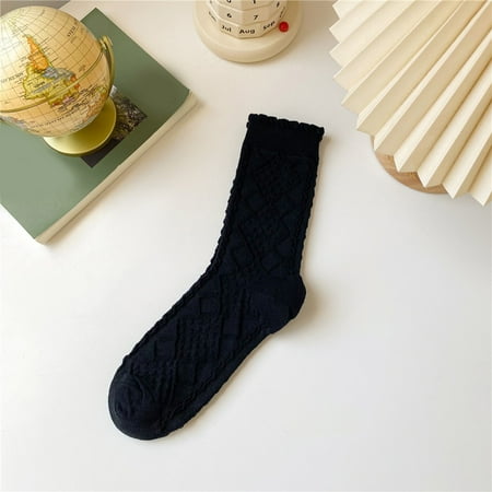 

Womens Socks Solid Color Socks Colorful Lightweight Cotton Socks Black