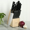 thumbnail image 2 of Martha Stewart Everyday Keswick 14-Piece Stainless Steel Kitchen Knife Set with Wood Block, Black, 2 of 13