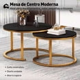 thumbnail image 3 of Set de 2 Mesas de Centro Circulares Bluelander con Soportes de Acero, Negro/Dorado, 3 of 5