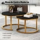 thumbnail image 3 of Set de 2 Mesas de Centro Circulares Bluelander con Soportes de Acero, Negro/Dorado, 3 of 5