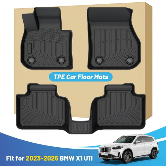 Black Floor Mats Liners Replacement for BMW X1 U11 2023-2025 5 Seats All Weather Guard Front Rear Full Set Car Carpet Custom Fit Durable Odorless Waterproof