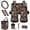 Aztec Horse, variant on Jeiento Horse 12 Piece Car Seat Covers Full Set Car Steering Wheel Cover Auto Safe Belt Pads Ink Painting Cup Coasters Garbage Can Keychains Car Vent Organizer Universal Fit for Most Cars SUV