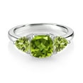 thumbnail image 2 of Gem Stone King 925 Sterling Silver Green Peridot 3 Stone Engagement Ring for Women (2.66 Cttw, Gemstone August Birthstone, Available in Size 5, 6, 7, 8, 9), 2 of 3