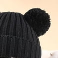 thumbnail image 7 of Chunky Knit Baby Beanie with Double Pom Poms, Solid Color Warm Winter Hat for Infants 6-36 Months, Cozy and Cute for Boys and Girls in Cold Weather-Black, 7 of 7