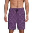 thumbnail image 2 of Rocae Retro Florals Purple for Men's Soft Sleep Pajama Shorts, Waistband and Pockets, 2 of 9