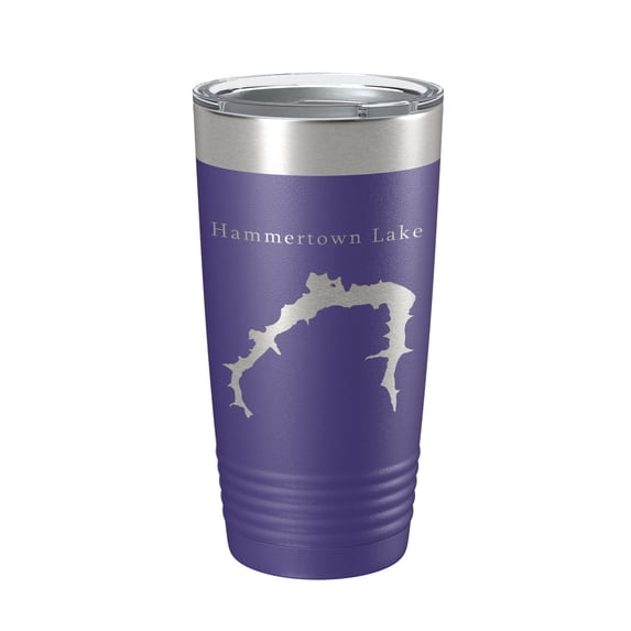 Hammertown Lake Map Tumbler Travel Mug Insulated Laser Engraved Coffee Cup Jackson City Reservoir Ohio 20 oz Purple