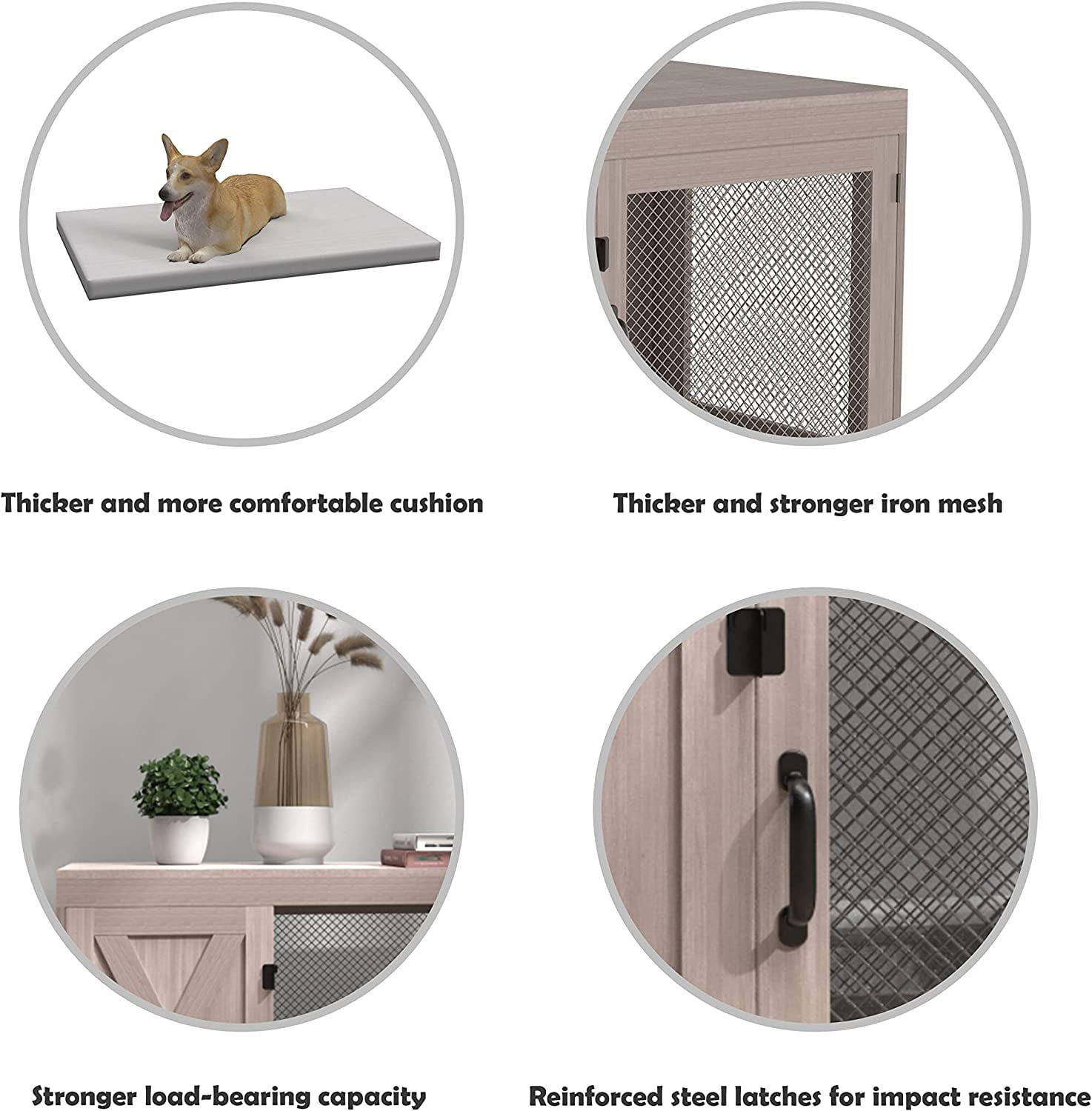 Tolead Wood Dog Crate, Kennel Side End Table, Indoor Dog Cage