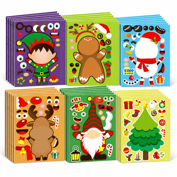 42 Sheets Make Your Own Christmas Stickers, 6 Holiday Designs