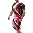 thumbnail image 1 of Mens Pantalones Casuales Cuello Redondo Impresión de Manga Corta Blusa Y Pantalones Cortos Traje, Pantalones de Traje para Hombres, 1 of 7