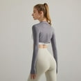 thumbnail image 4 of SWSMCLT Women's Cropped Shrug Bolero Tops Workout Long Sleeve Sun Protection Lightweight Bolero Grey 14, 4 of 4