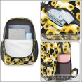 thumbnail image 4 of Sunflower and Checkerboard Black 17" Waterproof Oxford School Backpacks for Teens, S-Shape Padded Straps, for School, Travel, Hiking, Camping, 4 of 5