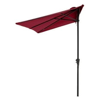 COBANA 7.5’ by 4’ Half Rectangular Outdoor Patio Umbrella for Patio, Balcony, Garden, Deck, Dark Red