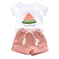 thumbnail image 2 of Bovxnpu Girls' Short Sets Girls Watermelon Graphic Short Sleeve Crew Neck Top Linen Like Elastic Waist Sets Summer 2 Piece Outfits, 2 of 9