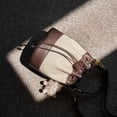 thumbnail image 5 of Women's Bucket Color-Block Genuine Leather Shoulder Bag, Off-White, Brown, 5 of 6