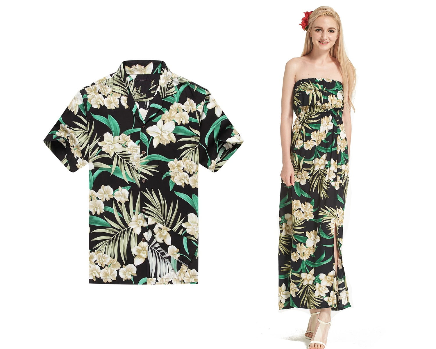 one shoulder hawaiian dress