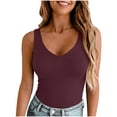 thumbnail image 2 of Only Moment Women Summer Tops Polyester,Spandex Summer Basic Slim Cute Sleeveless Tops 2026 Wine 2Xl, 2 of 7