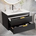 thumbnail image 4 of Linnnzi 30" Wall Mounted Single Bathroom Vanity with Ceramic Sink Top, Black Floating Cabinet with 2 Drawers, 4 of 8