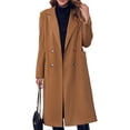 thumbnail image 2 of Fall Winter Women Solid Color Long Sleeve Double Breasted Casual Lapel Long Trench Coat, 2 of 6