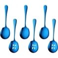 thumbnail image 1 of Meisha Serving Spoons Set, 3 Serving Spoons and 3 Slotted Serving Spoons, Blue Stainless Steel Serving Utensils for Buffet Can Banquet Cooking Kitchen - Mirror Polished, 1 of 8