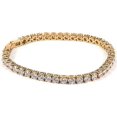 thumbnail image 1 of Pulsera de tenis de acero inoxidable dorado de 7,5 pulgadas con circonita cúbica redonda CZ Punk, elegante pulsera de piedra blanca para mujeres y hombres, pulsera antialérgica de 4 mm., 1 of 4