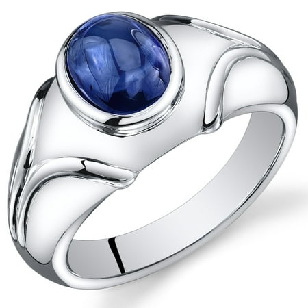 Peora 3.50 Ct Men's Created Blue Sapphire Engagement Ring in Rhodium-Plated Sterling Silver