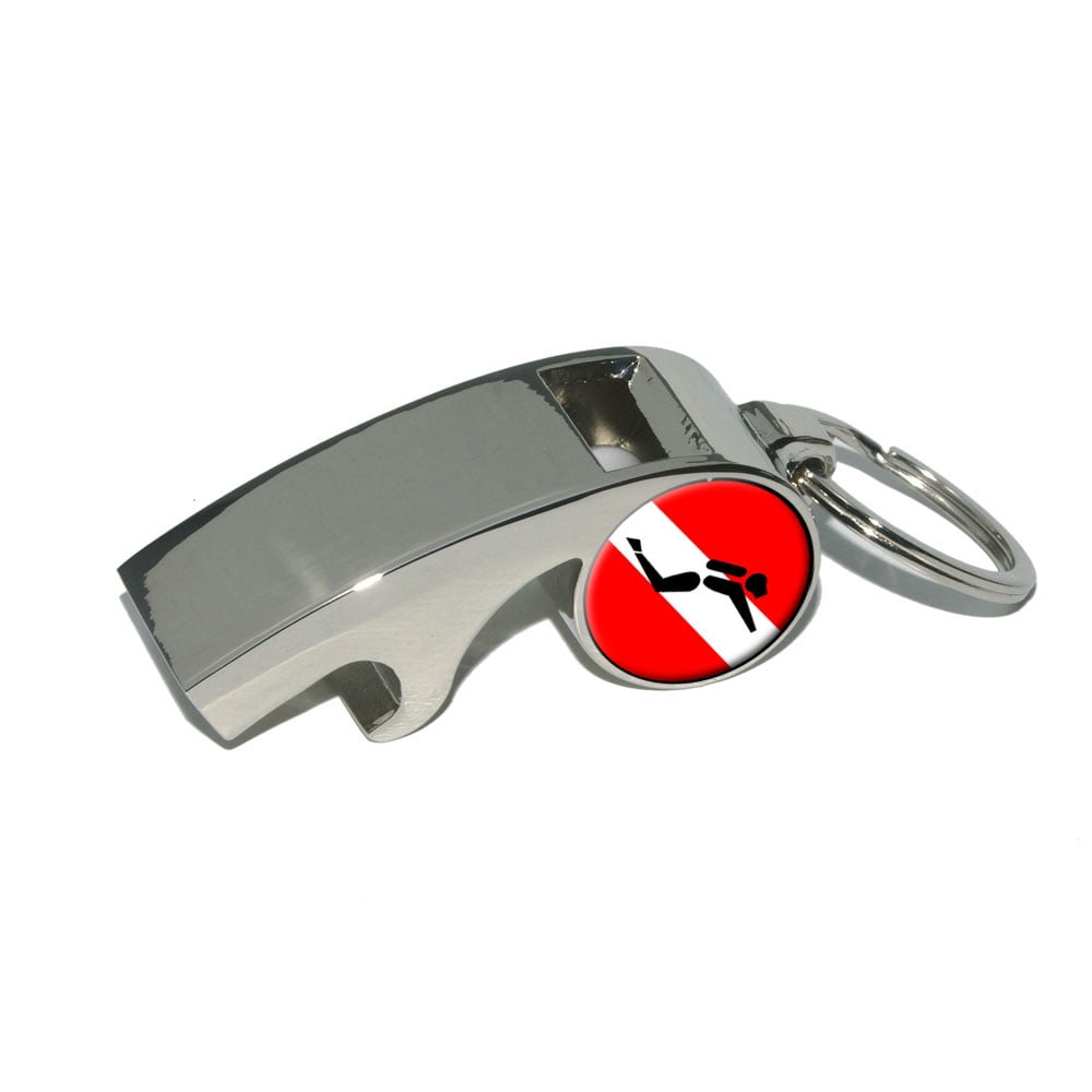 Diving Flag Scuba Scuba Symbol Whistle Bottle Opener Keychain