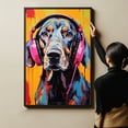 thumbnail image 4 of American Leopard Hound Wall Art - Funny Dog Canvas Canvas for Kids' Room 11x17inch - Colorful Puppy with Earphone Pictures Framed Ready to Hang, 4 of 4