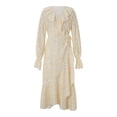thumbnail image 4 of xiaxaixu Robe d'Été pour Femmes Imprimé Zèbre Manches Longues à Volants Col en V Taille Haute Longueur Moyenne Robe de Soirée, 4 of 9