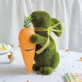 thumbnail image 6 of JeashCHAT Flocked Easter Bunny Cute Rabbit Figurine Easter Gift Toy Green Faux Moss Bunny Ornament Spring Easter Decorations Table Centerpiece, 6 of 6
