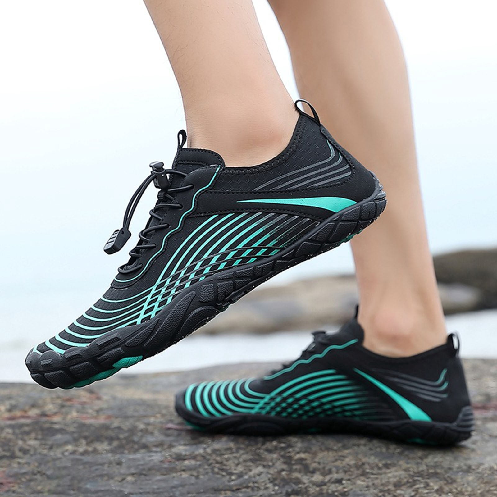 Mepaouo Water Shoes for Women Men Quick Dry Aqua Swim Pool Hiking Athletic Barefoot Shoes(Green,7)