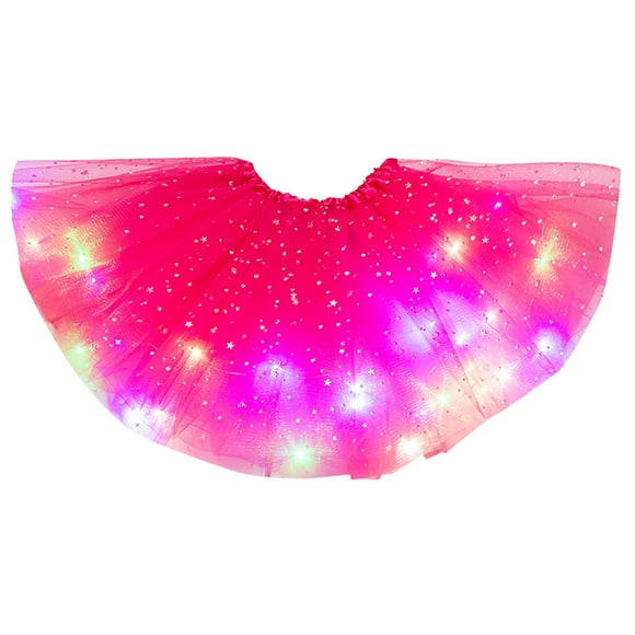 WTXUE Skirts for Women, Women's Layer L E D Mesh of Lights Skirtes3 Ballerina PUffy Skirt Skirt, Girls Tutu Skirt, 2# Hot Pink