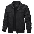 thumbnail image 1 of TACVASEN Men's Work Cargo Jacket Multiple-pockets Stand Collar Zip Up Windproof Bomber Jacket Autumn Outdoor Biker Coat, 1 of 5