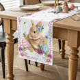 thumbnail image 2 of Happy Easter Table Runner 48 Inches Long for Kitchen Dining, Cute Rabbits Eggs Daisy Flowers Plants Watercolor Dresser Scarf Farmhouse, Dining Table Decorations for Wedding/Parties, 13 x 48 In, 2 of 8