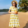 thumbnail image 4 of Disketp yellow argyle for Women's Short Sleeve Dress Womens Summer Dresses Beach Casual Loose T-shirt, 4 of 6