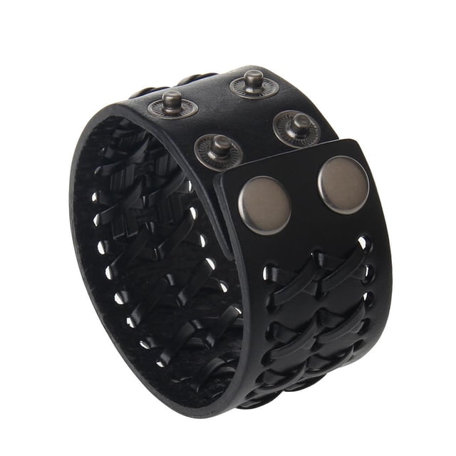 de cuero de del vintage de dobles, accesorios neutrales de joyería Negro Sunnimix Pulsera cruzada de cuerdas