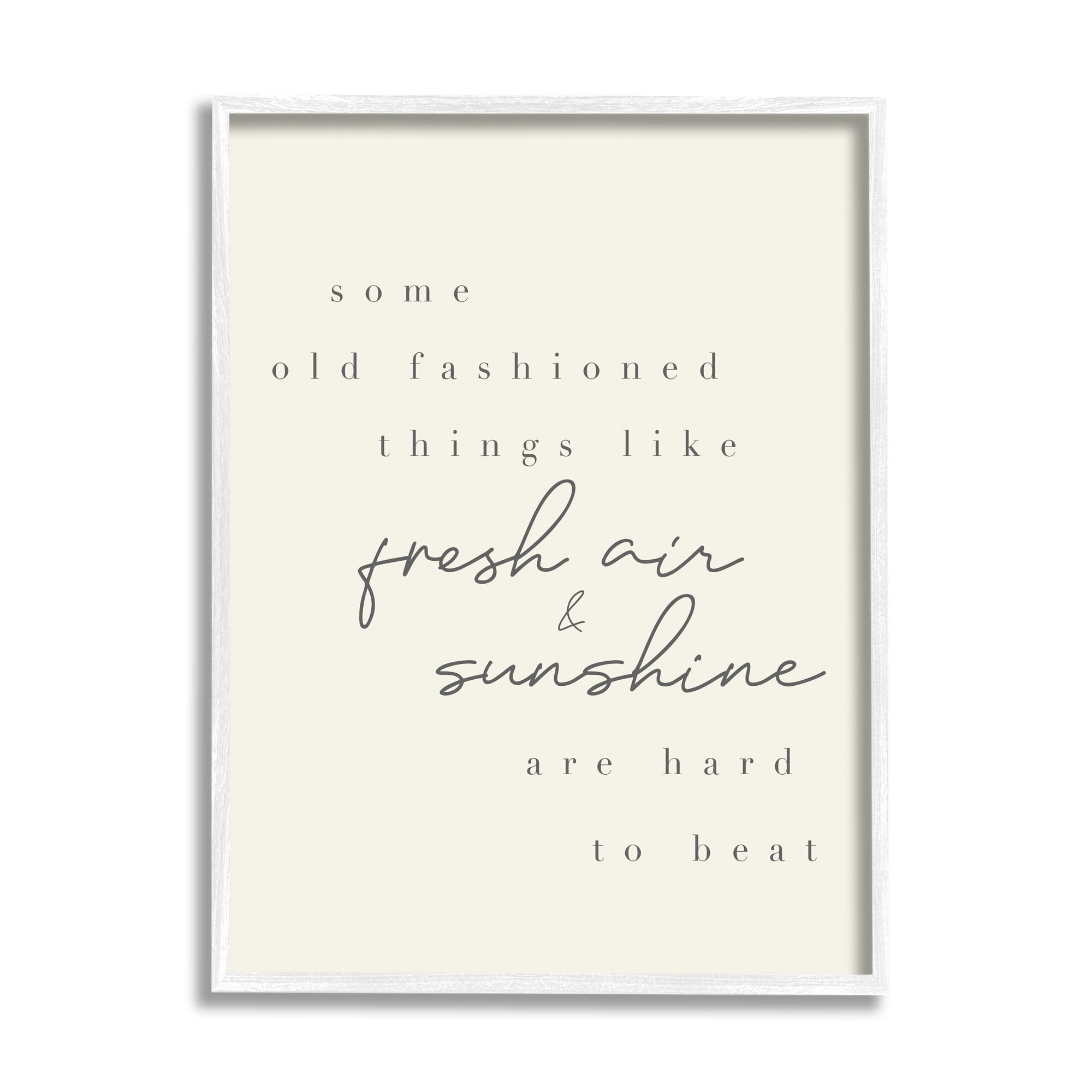 Stupell Industries Fresh Air & Sunshine Comforting Cursive Typography Graphic Art White Framed Art Print Wall Art, Design by Daphne Polselli