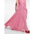 thumbnail image 2 of Women'S Chiffon Halter Maxi Dress Sleeveless Backless with Asymmetrical Ruffle Detail Pink XL, 2 of 9
