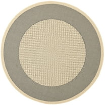 SAFAVIEH Courtyard Justine Bordered Indoor/Outdoor Area Rug, Grey/Cream, 6'7" x 6'7" Round