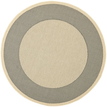 SAFAVIEH Courtyard Justine Bordered Indoor/Outdoor Area Rug, Grey/Cream, 6'7" x 6'7" Round