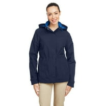 Nautica B14828656 Womens Voyage Hooded Rain Jacket, Navy - Extra Large