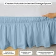 thumbnail image 3 of CCNY Wrap Around Bed Skirt Short Queen Light Blue Color 18" Drop Length Tailored Drop Easy to fit Adjustable Eastic Belt- Microfiber Bed skirt, 3 of 6