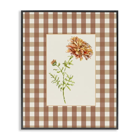 Stupell Industries Farmhouse Plaid Marigold Flower Black Framed Giclee Art, 11 x 14, by Lisa Wehmeyer