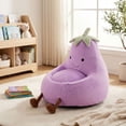 thumbnail image 2 of edx Bean Bag Chair for Kids, Soft Faux Rabbit Fur Fabric, Removable Washable Cover, Eggplant Lazy Chair for Bedroom Living Room, 24 Inch, Purple, 2 of 5